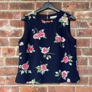 Pendleton Navy Blue Floral Sleeveless Top